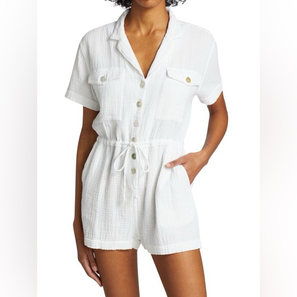 NWT Rails Dakota Drawstring-Waist Romper Button-Up Sz S - Picture 1 of 11